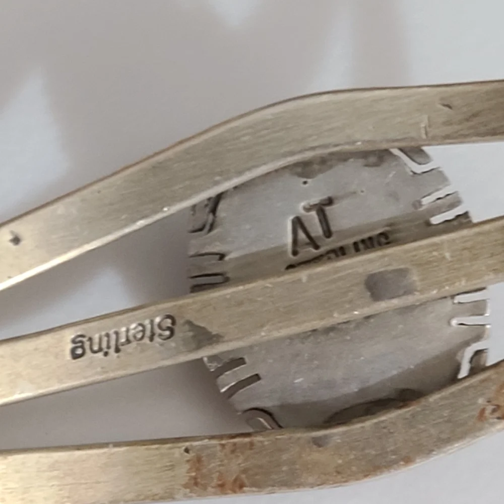 Vintage navajo Aaron Toadlena AT turquoise sterling bracelet native American - Picture 8 of 13